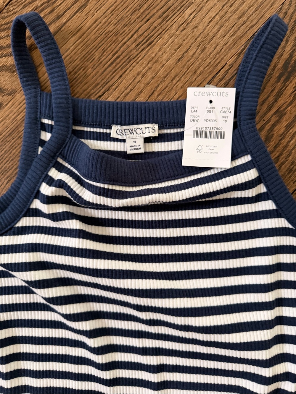 Crewcuts Navy and White Striped Ribbed Tank One-Piece size 10